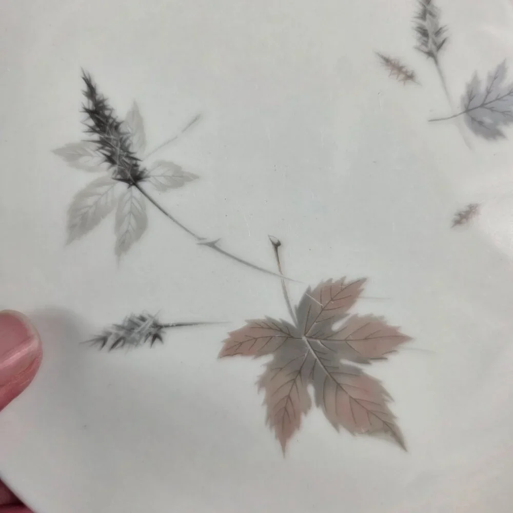 FOUR Royal Doulton Tumbling Leaves Bread Plates Gray & Pink Leaves